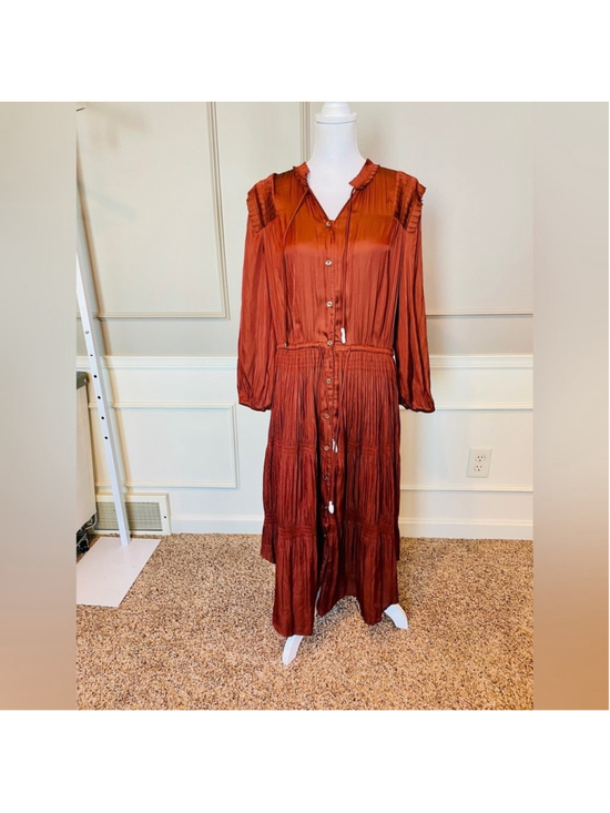 Chico's Dresses & Skirts - Chico's dress 2.5 Large Brown Satin Boho Flowy Maxi Peasant Timeless Career